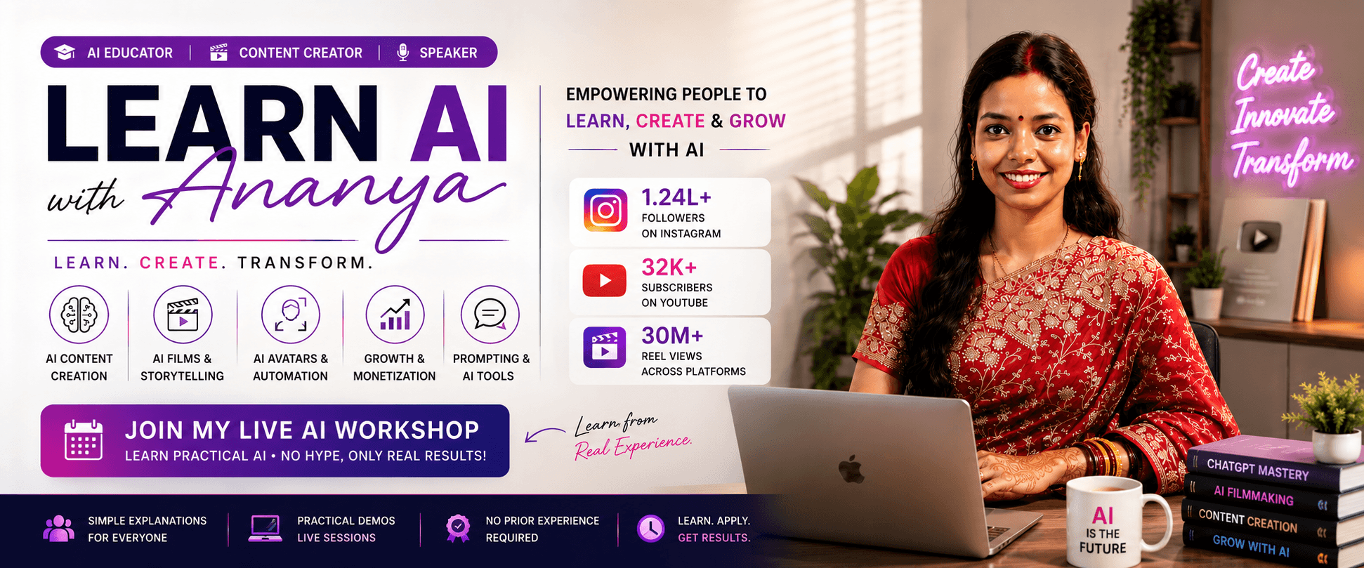 Learn AI with Ananya — White Banner